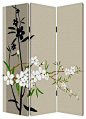 Plum Blossom 3-Panel Floor Screen asian-screens-and-room-dividers