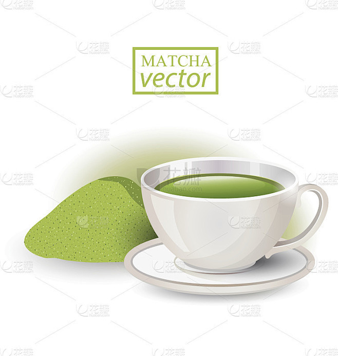 抹茶。一杯茶孤立在白色的背景上。矢量插图。