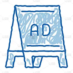 折叠广告牌涂鸦图标手绘插图