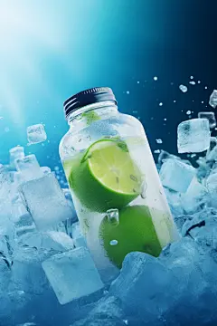 简约冰冻的柠檬水摄影图素材图片