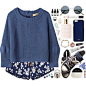 #navy #blue #floral #shorts #pattern #sweater #spring #spring2016 #2016 #polyvore #polyvoreeditorial #polyvorecommunity #polyvorefashion #darkblue #ootd #converse #white #sneakers