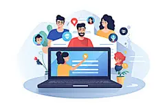 社交软件企业精神企业文化扁平风插画