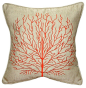 Pillow Decor - Fire Coral 17x17 Throw Pillow, Orange beach style pillows