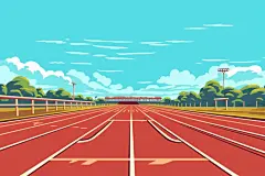 操场跑道扁平风校园球场操场插画