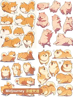 Midjourney可爱小柴犬表情包，附详细咒语_1_羊羊Vincent_来自小红书网页版