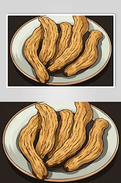 AI数字艺术天麻中草药药材插画-众图网