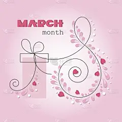 浪漫的礼物。国际妇女日。3月8日。贺卡，心形螺旋框，礼物