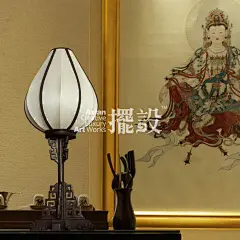 摆设出品高品质素白莲花蚕丝卧室灯书房灯中式台灯2013款@北坤人素材