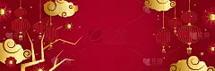 中国农历2022年虎年红金花和亚洲元素剪纸与工艺风格的背景。通用中文背景横幅。矢量图