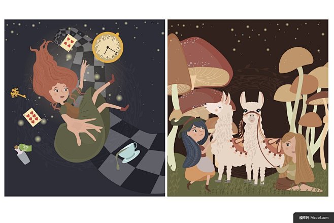 森林剪贴画素材 森林卡通插画 魔术森林剪...