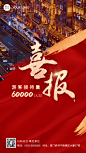 旅游双十一红金通知游客量销售喜报战报手机海报