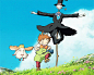 Howl's Moving Castle. My mom loves this part when they laughed so hard.