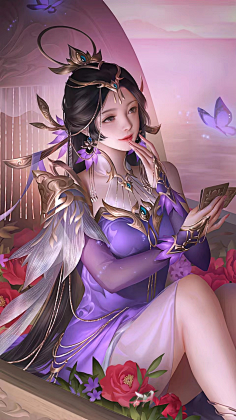 游戏插画女生美女古风仙侠cg品宣图原画