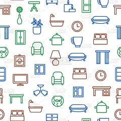 家装招牌无缝图案背景。向量