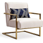 Galleria Linen Arm Chair Reviews ($430) ❤ liked on Polyvore featuring home, furniture, chairs, accent chairs, linen armchair, linen accent chair, web chair, linen chair and metallic furniture