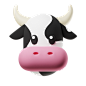 CowFace_2k - 90款3D可爱动物emoji立体图标素材 Animojis 3D Icon Pack
