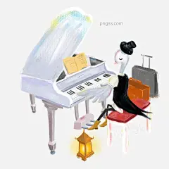 天鹅旅行音乐会小夜曲图片大小2000x2000px 图片尺寸2.9 MB 来自PNG搜索网 pngss.com 免费免扣png素材下载！白色#弹琴#灯光#钢琴#卡通手绘#旅行#绅士#手绘#天鹅#小夜曲#行李#燕尾服#音符#