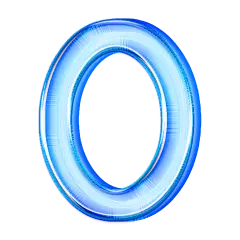 蓝色玻璃数字0