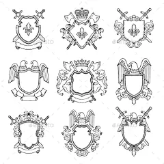 不同的设计模板的纹章的象征——Web元素矢量Template of Heraldic Emblems for Different Design - Web Elements Vectors动物,古董,ax,横幅,经典,经典,皇冠,装饰,鹰,象征,框架,优雅,传令官的,图标,说明,标签,奢侈,吉祥物,老,装饰,华丽的,复古的,皇家,盾牌,符号,剑,矢量,维多利亚时代,古董,翼 animals, antique, ax, banners, classic, classical, crown, decorati