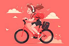 动感单车运动健身人物插画