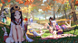  - 271084 aliasing animal autumn barefoot cat food forest grass headdress horns leaves long_hair nekookami onmyouji panties rabbit tree underwear white_hair.jpg (1920×1080)