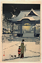 【经典画作】日本版画家 KASAMATSU SHIRO 笠松紫浪 (1898 - 1991)  作品。 ​​​​