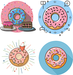 八月wwv采集到甜甜圈插画矢量图设计素材