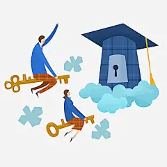 帅气的人高清素材 卡通 可爱的 学士帽 手绘 白云 简笔 金钥匙 免抠png 设计图片 免费下载