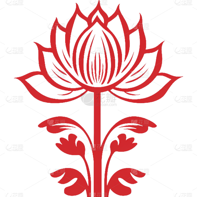 剪纸荷花元素
