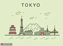 东京日本 手绘建筑 现代建筑 建筑插图插画设计AI tid024t003997风光建筑素材下载-优图-UPPSD