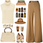 A fashion look from September 2015 featuring ribbed turtleneck, high waisted trousers and champagne shoes. Browse and shop related looks.