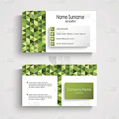 现代名片用绿色的三角形图案