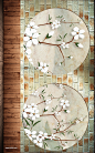 中式古典装饰画植物鲜花动物风景中式古典木窗海报