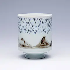 陶瓷茶杯釉下彩全手工绘制小茶杯个性手绘青花山水杯子艺术马克杯 大堑艺术 原创 设计 新款 2013