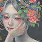 【日本藝術家 Miho Hirano 筆下細膩優美被花草環繞的空靈少女】#插画狂想# #插画灵感#
