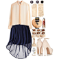 A fashion look from November 2013 featuring blue skirt, peep toe pumps and star earrings. Browse and shop related looks.