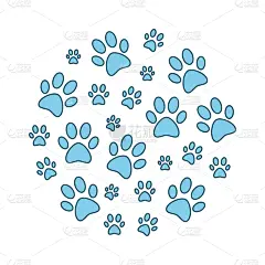 圆形,幽默,爪印,分离着色,宠物,创造力,华丽的,脚印,传单,爱