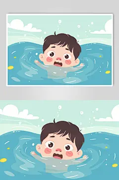 AI数字艺术夏季防溺水插画