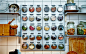 Kitchen with spice storage made of magnetic jars on magnetic boards