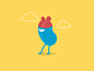 Blue Rubber Man wiggle sky cloud yellow red blue animation gif after effects