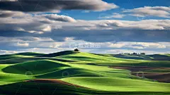 蓝天白云草地丘陵唯美壁纸高清模板免费下载-趣麦麦图