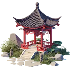 【米图网-52mitu.com】古风 公园 园林 中式 插画 手绘 亭中国风水墨山水png元素