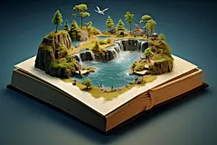艺术书本创意岛屿模型