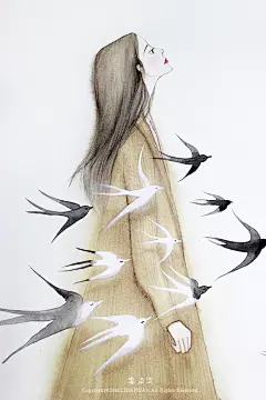 &quot;你看那时间如风，不...-李淡淡_插画,水彩,手绘_涂鸦王国插画