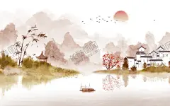古风建筑水墨新中式背景 【酷图网】江南水乡插画,江南插画,水乡插画,古风建筑插画,山水插画,建筑手绘插画,中式建筑插画,古风山水插画,水手插画,复古建筑插画,手绘建筑插画,手绘山水插画