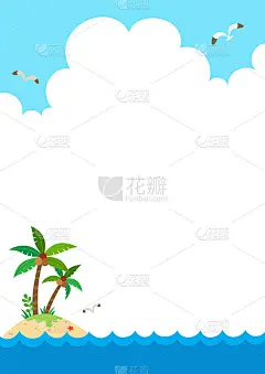 热带岛屿，海洋中的棕榈树。暑假的背景。