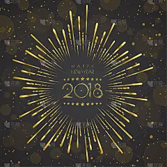 2018年新年快乐。问候卡。五颜六色的设计。矢量插图。