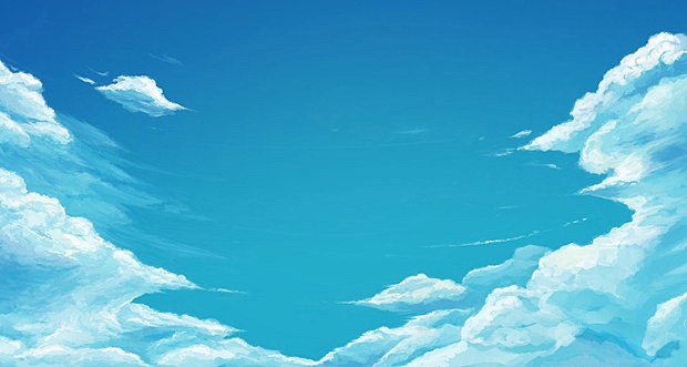 唯美的动漫天空云朵场景图片插画