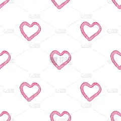无缝图案手绘粉色心