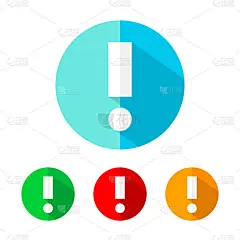 一组彩色警告图标。矢量插图。